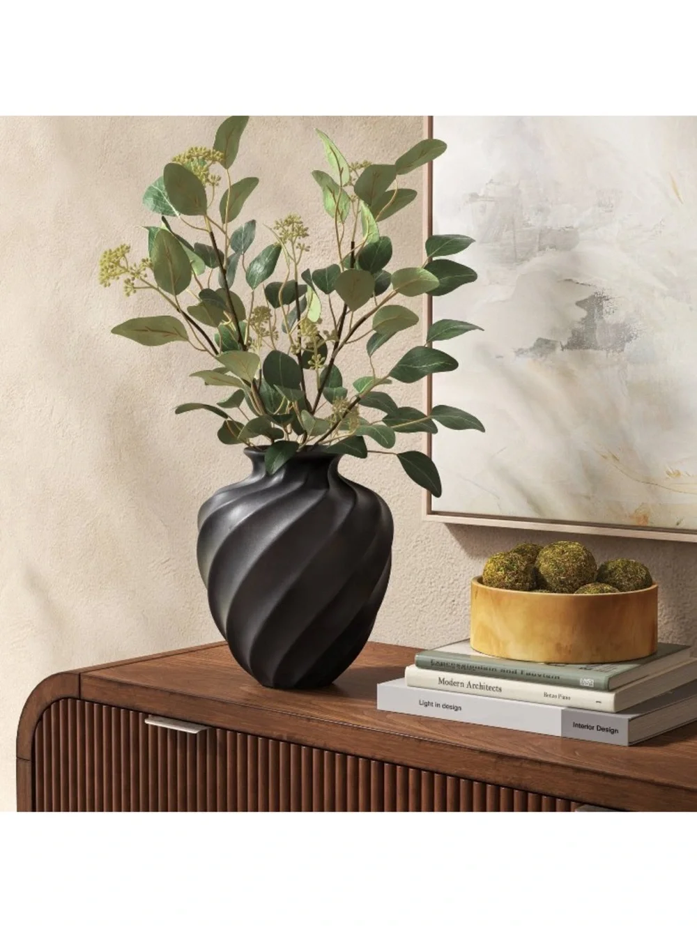 Set of Two Threshold Green Faux Willow Eucalyptus Spray with Buds , 27”